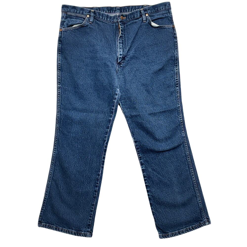 Vintage Wrangler Jeans Mens 37x30 Dark Wash Bootcut Stretch Denim Made In USA
